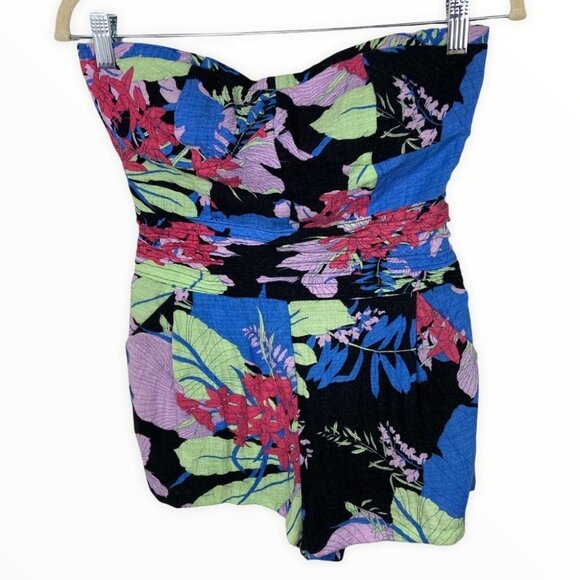 Urban Outfitters Kimchi Blue Field Day Strapless Floral Tropical Romper Boho 0 - Picture 3 of 9